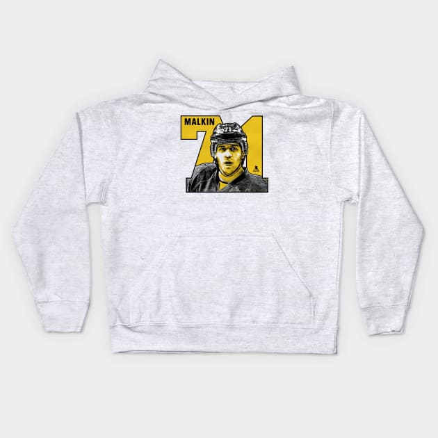 Evgeni Malkin Pittsburgh Number Kids Hoodie by Erianna Bee